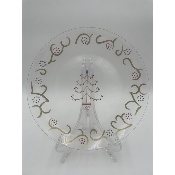 Pfaltzgraff Holiday Gold Round Platter 12" Handpainted Etched Christmas Tree Des - Picture 4 of 6